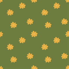 The spring and summer pattern. Seamless floral pattern for textiles, wrapping paper, wallpaper. Green background and daisies