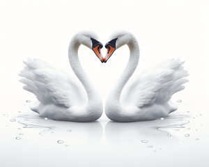 Fototapeta premium Pair of Swans Facing Each Other 3D Isolated 