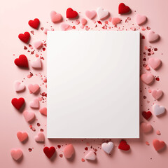 Valentine's Message Blank Paper with Hearts Isolated
