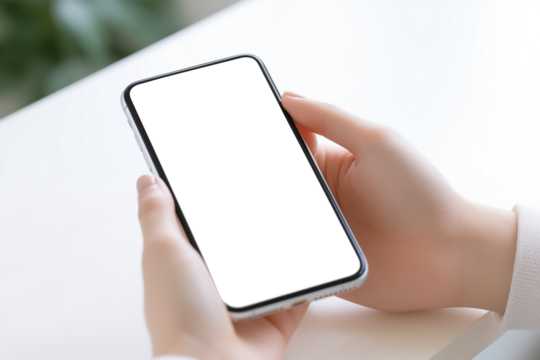 Digital Consumerism, Woman's Hands Using Smartphone at Coffee Shop