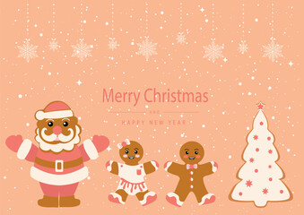 Merry Christmas card. Celebrating New Year and Christmas. Vector illustration