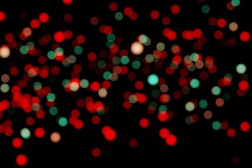 Multicolor bokeh, raining light, blurry lights, blurry background, rainbow confetti on black background, colorful, night lights, city lights, haze, depth of field, round bokeh, circle bokeh, 3d render