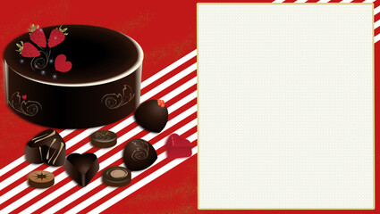 チョコレートやチョコレートケーキでバレンタインデーのイラスト背景素材