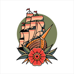 brave sailor tattoo vector design