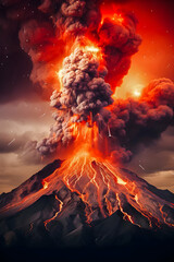 Eruption volcano in the sky.