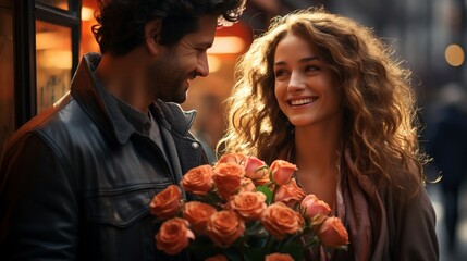 Affectionate couple on romantic date background image