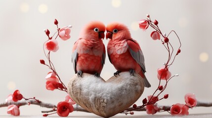 Small red parrots partners valentine background image