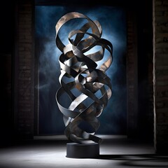 3d render of a DNA helix in a dark room with smoke