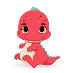 Cute, cute, colorful baby dinosaur. Small. Ancient, prehistoric world. Fossil. Vector, bright illustration in cartoon style.