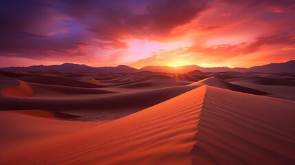 Sand dunes at sunset in the Erg Chebbi Desert, Morocco