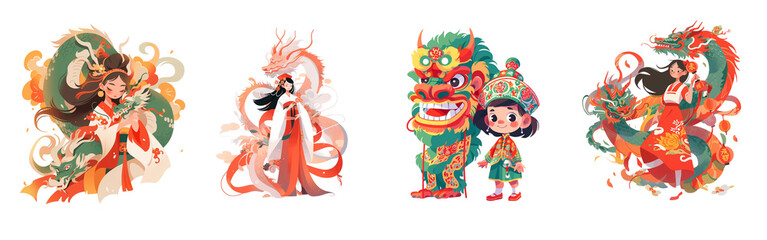 Chinese New Year watercolor on white background