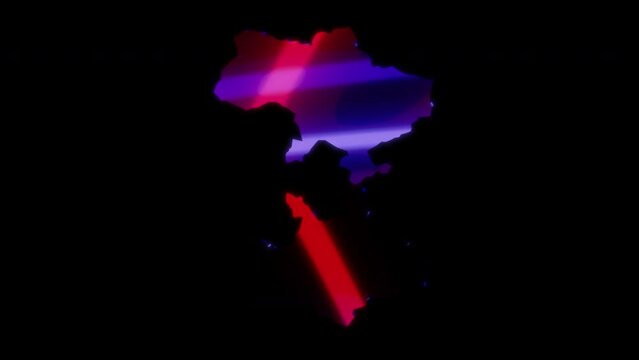 3D animation rendering, map of ukraine, fall of the russian empire model on a black background