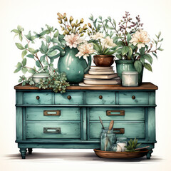 watercolor Dresser clipart, Generative Ai
