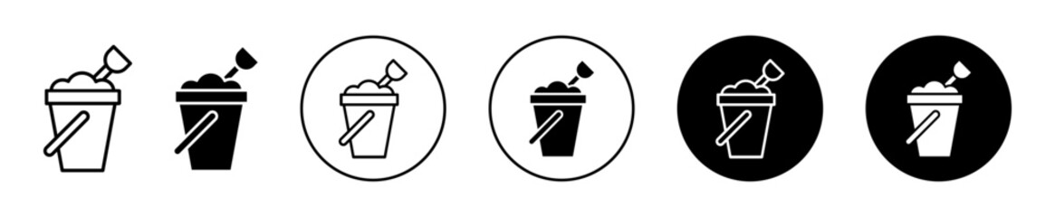 Sand bucket icon. dummy sand filled bucket for emergency in building symbol vector sign set.  - obrazy, fototapety, plakaty