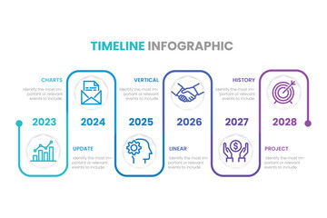 Business timeline workflow infographics. Corporate milestones graphic elements. Company presentation slide template with year periods. Modern vector history time line design. - obrazy, fototapety, plakaty