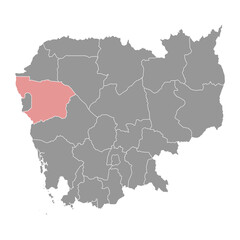 Battambang province map, administrative division of Cambodia. Vector illustration.