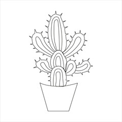 Continuous one line cactus drawing art design