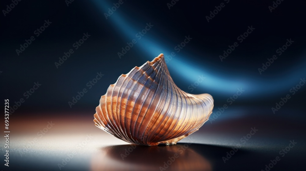 Poster a close up of a shell on top of some sort of surface, ai