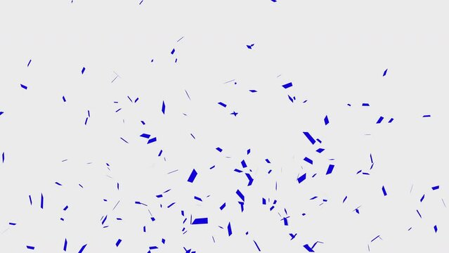 Confetti shots Blue confetti falling on white background with alpha matte