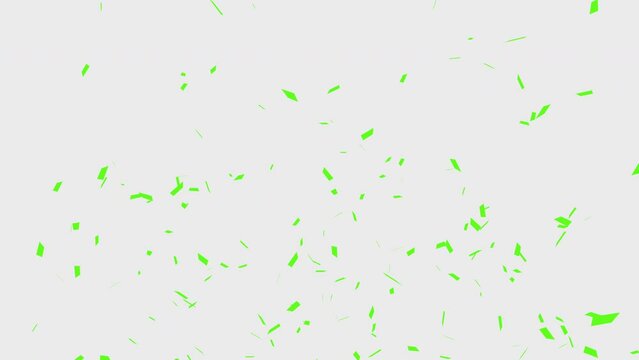 3D Confetti Blast Green Blast Animation 4k on White Green and Alpha Matte