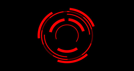 Loading data HUD circle interfaces. Sci-fi circle HUD interfaces with red colors. HUD Lower Third for a title, information call box bars, and channels.