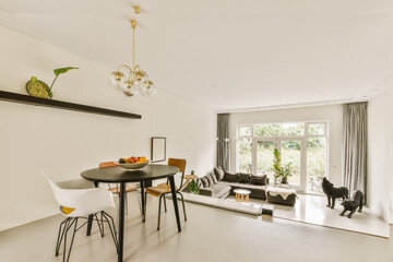 Modern living room with elegant decor and natural light