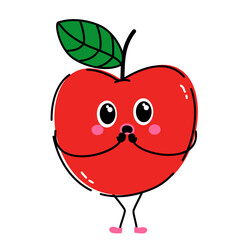 Cute Fruit Character Doodle Apple