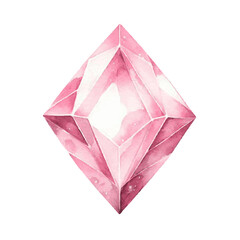 pink diamond crystal gem wealth symbol watercolor paint