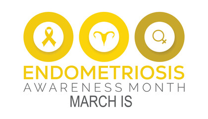 Endometriosis awareness month is observed every year in March, Holiday, poster, card and background vector illustration design.