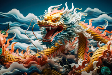 Fototapeta premium chinese new year dragon in sky