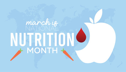 national nutrition month is observed every year in March, Holiday, poster, card and background vector illustration of food design