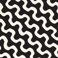Vector seamless hand-painted pattern. Abstract decorative background with brush strokes. Monochrome hand-drawn texture.