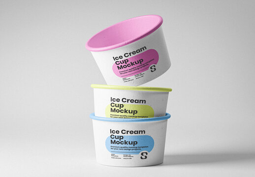 Stacked Ice Cream Cups Mockup