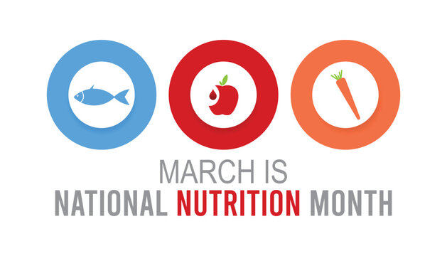 national nutrition month is observed every year in March, Holiday, poster, card and background vector illustration of food design