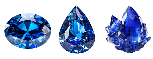 Blue sapphire bright crystal gem gemstone isolated white background