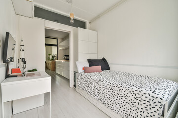 Modern minimalistic studio apartment interior