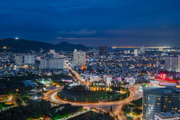 Sunset in Vung Tau city and coast, Vietnam. Vung Tau is a famous coastal city in the South of...