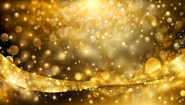 gold luxury background with bright sparkles and bubbles suitable for christmas, sales or product backdrop