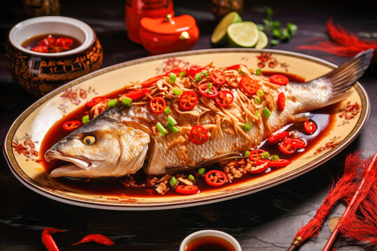 Chinese Steamed Fish Steamed fish with ginger and soy, chinese new year recipes