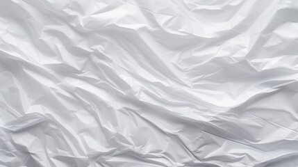 Wrinkled plastic wrap texture on a white background. Cellophane package wallpaper