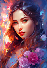 Obraz na płótnie Canvas portrait of a woman with flowers
