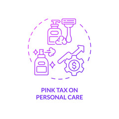 2D gradient pink tax on personal care icon, isolated creative vector, thin line illustration representing pink tax.