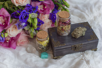 Concept of love magic, love spell attracting love, predictions of fate and other magic