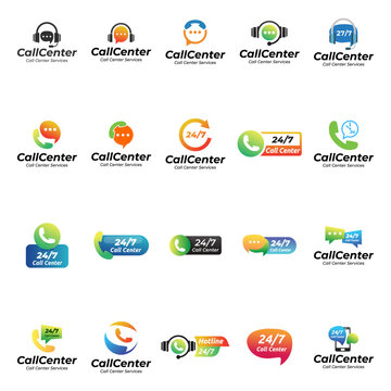 set of Call Center logo vector illustration design template