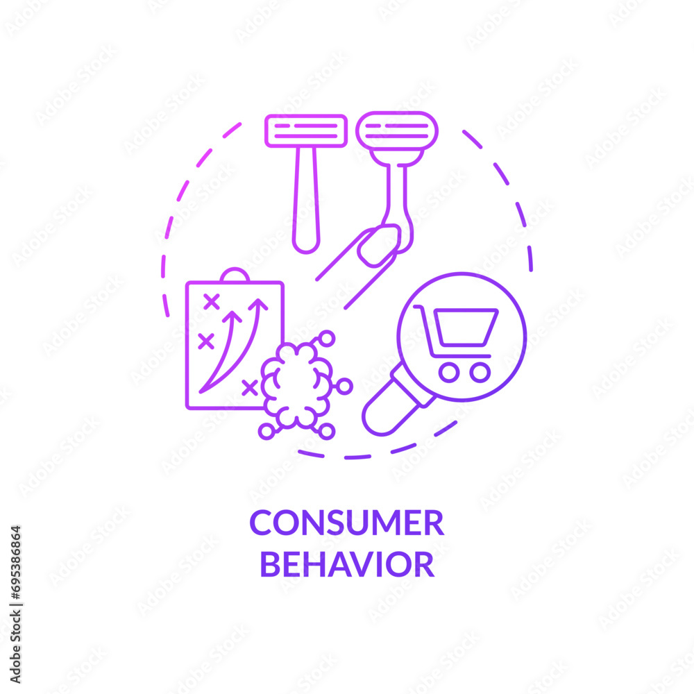 Poster 2d gradient consumer behavior icon, isolated creative vector, thin line illustration representing pi