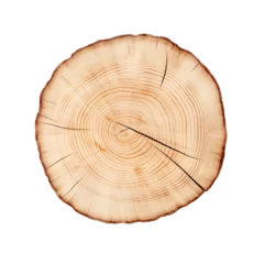 Tuinposter Round light wood stump cut top view isolated © samitha