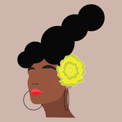 woman with flowers.Ideal for print, postcard, social media, promo.