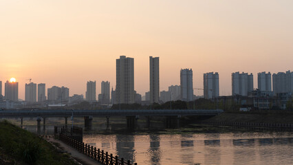 sunrise over the city