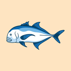 Giant travelly fish mascot  character vector illustration
