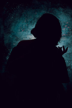 silhouette of woman in shadow